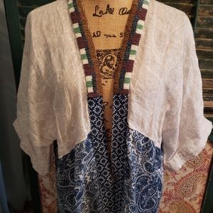 Beaded Jacket in Cream, Browns And Blues